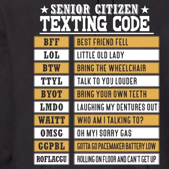 Senior Citizen Texting Code Funny Old People Gift Premium Hoodie