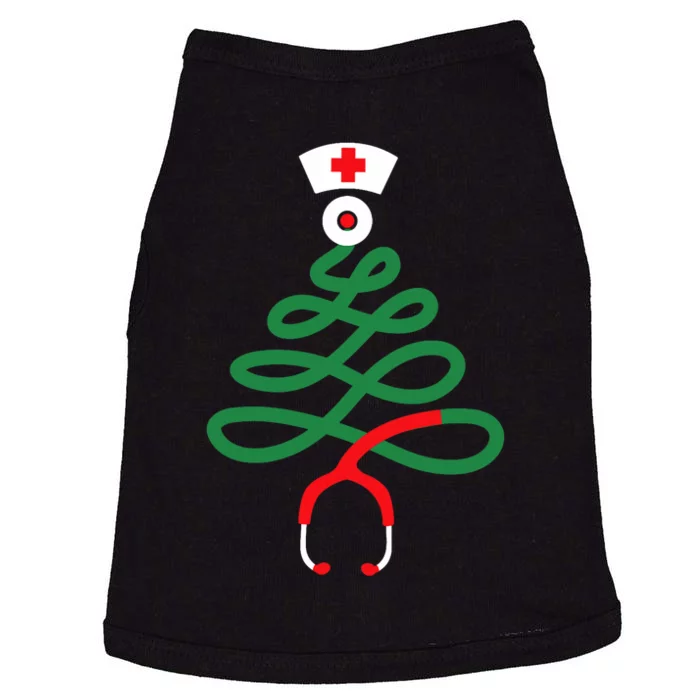 Stethoscope Christmas Tree Nursing Funny Nurse Rn Lpn Squad Doggie Tank