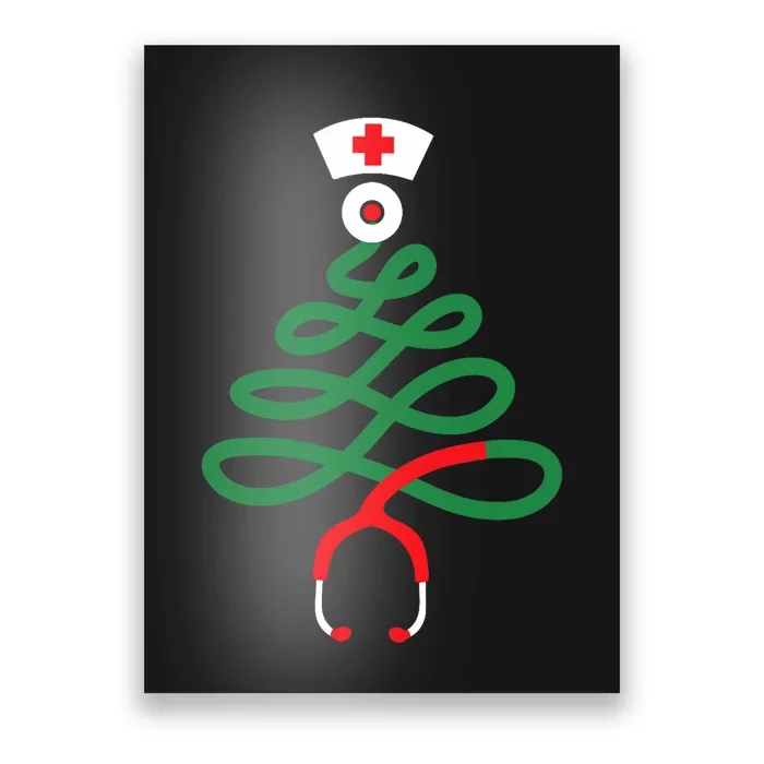 Stethoscope Christmas Tree Nursing Funny Nurse Rn Lpn Squad Poster