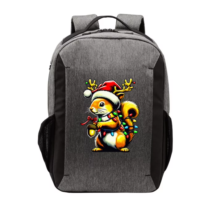 Squirrel Christmas Tree Lights Reindeer Santa Hat Xmas Vector Backpack