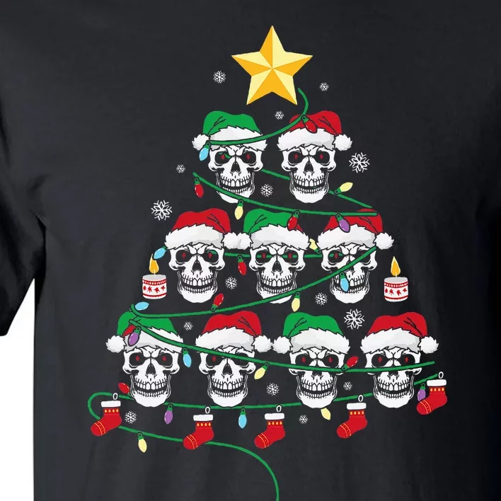 Skull Christmas Tree Pajama Cool Skeleton Santa Hat XMas Tall T-Shirt