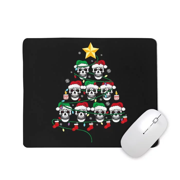 Skull Christmas Tree Pajama Cool Skeleton Santa Hat XMas Mousepad