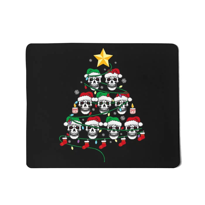 Skull Christmas Tree Pajama Cool Skeleton Santa Hat XMas Mousepad