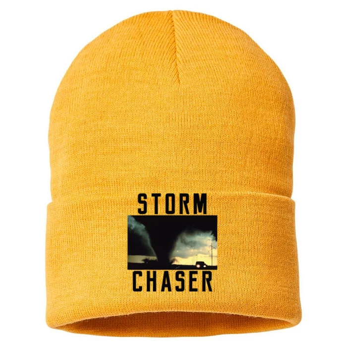 Storm Chaser Tornado Picture Weather Meteorologist Sustainable Knit Beanie