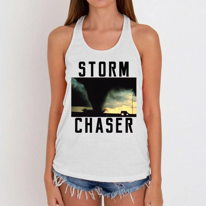 Storm Chaser Tornado Picture Weather Meteorologist Women's Knotted Racerback Tank