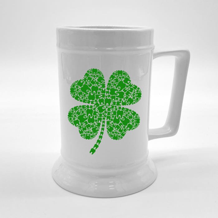 Shamrock Clovers Tooth Dental Hygienists Saint Patricks Day Gift Front & Back Beer Stein