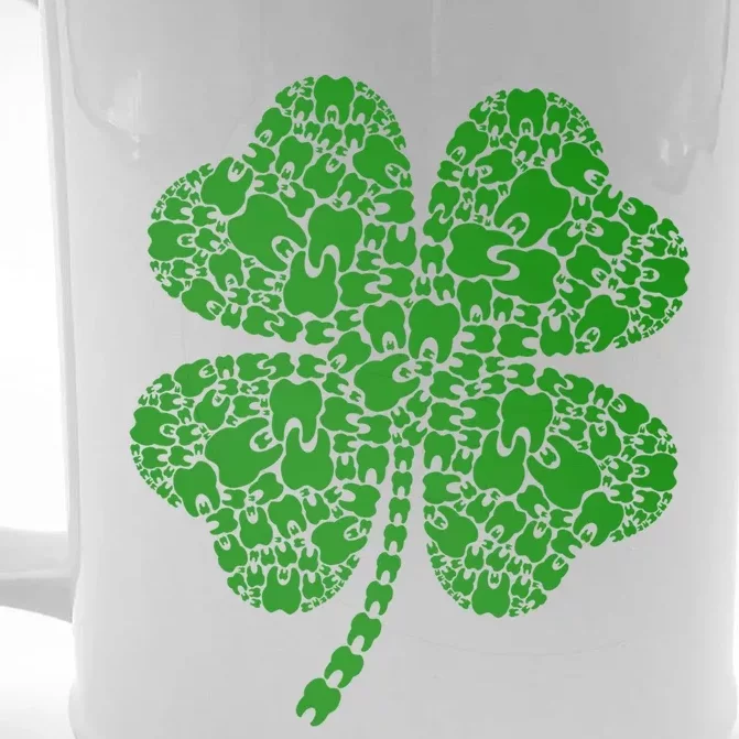 Shamrock Clovers Tooth Dental Hygienists Saint Patricks Day Gift Front & Back Beer Stein