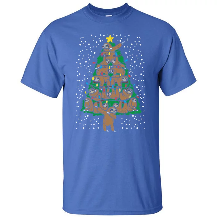 Sloth Christmas Tree Funny Merry Slothmas Lazy Animal Gift Tall T-Shirt