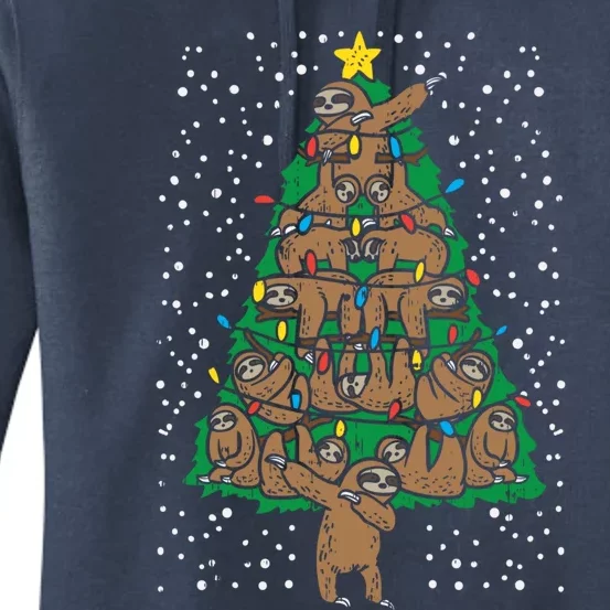 Sloth Christmas Tree Funny Merry Slothmas Lazy Animal Gift Women's Pullover Hoodie