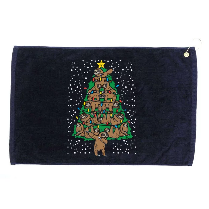 Sloth Christmas Tree Funny Merry Slothmas Lazy Animal Gift Grommeted Golf Towel