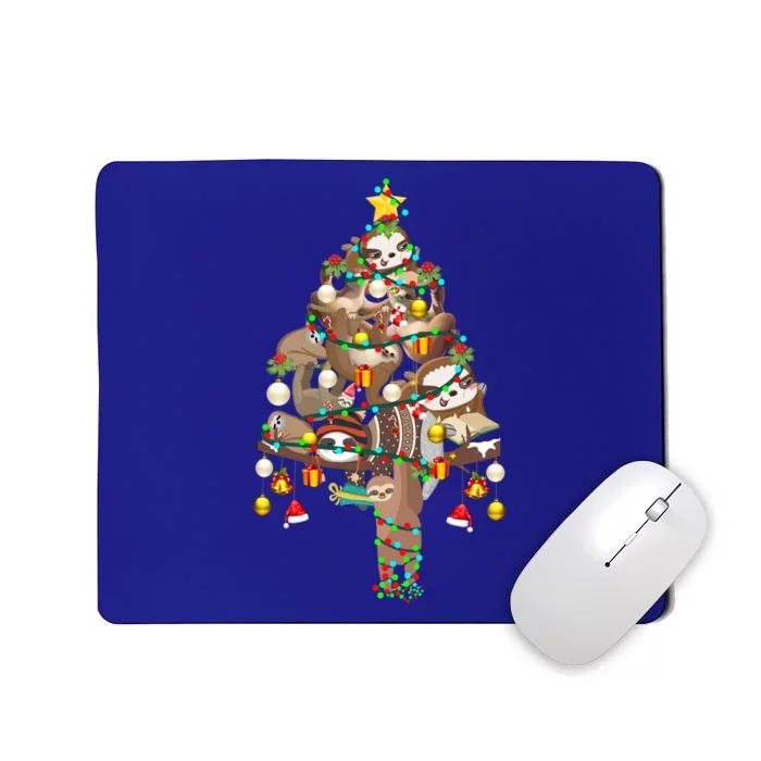 Sloth Christmas Tree Lights Xmas Lover Merry Slothmas Pajama Gift Mousepad