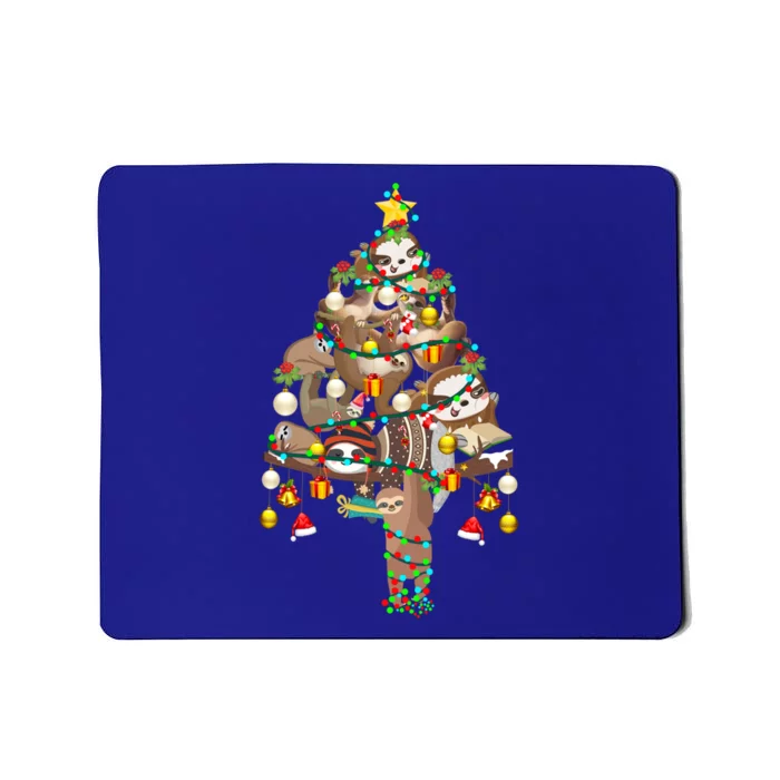 Sloth Christmas Tree Lights Xmas Lover Merry Slothmas Pajama Gift Mousepad