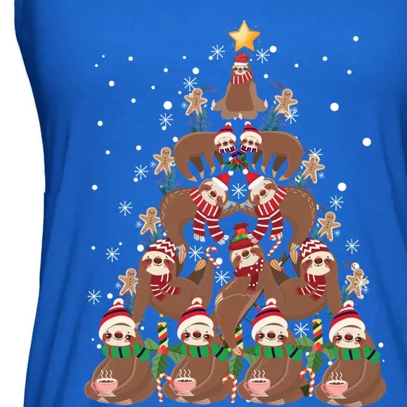 Sloth Christmas Tree Merry Slothmas Xmas Sloth Cool Gift Ladies Essential Flowy Tank