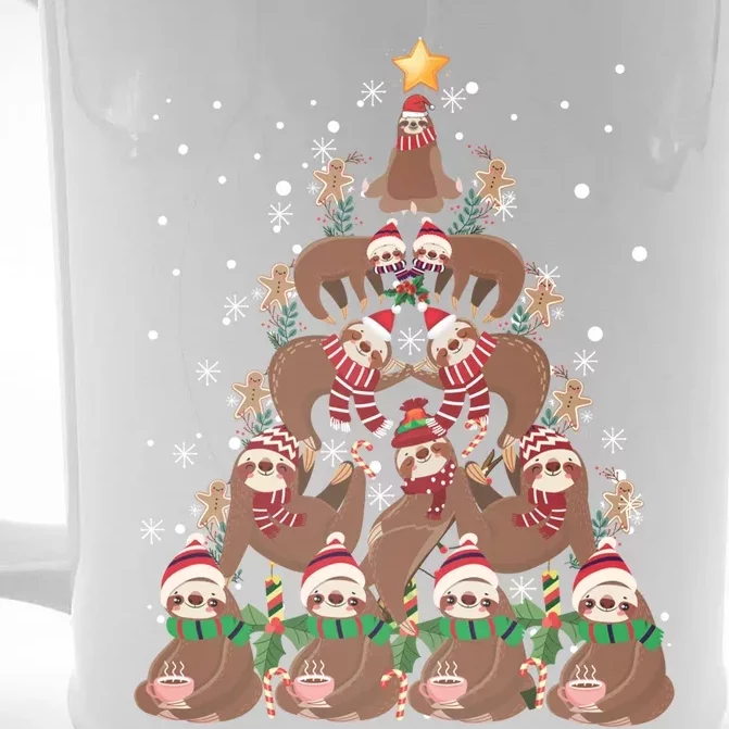 Sloth Christmas Tree Merry Slothmas Xmas Sloth Cool Gift Front & Back Beer Stein