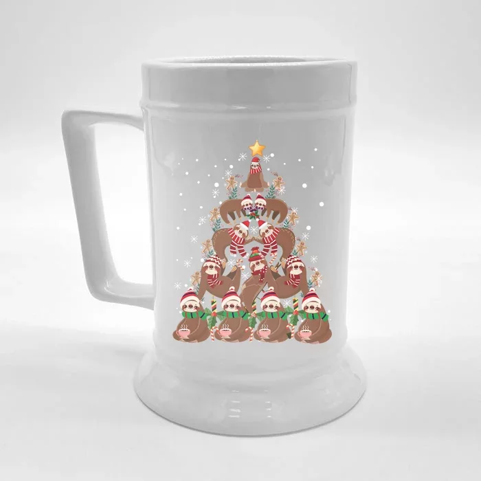 Sloth Christmas Tree Merry Slothmas Xmas Sloth Cool Gift Front & Back Beer Stein