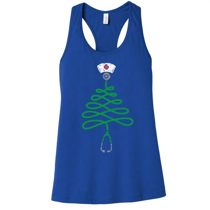 Stethoscope Christmas Tree Nurse Christmas Pajamas Xmas Pjs Gift Women's Racerback Tank