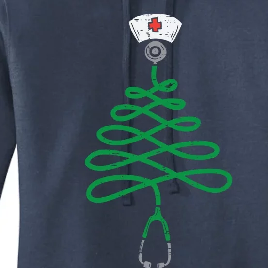 Stethoscope Christmas Tree Nurse Christmas Pajamas Xmas Pjs Gift Women's Pullover Hoodie