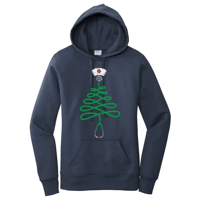 Stethoscope Christmas Tree Nurse Christmas Pajamas Xmas Pjs Gift Women's Pullover Hoodie