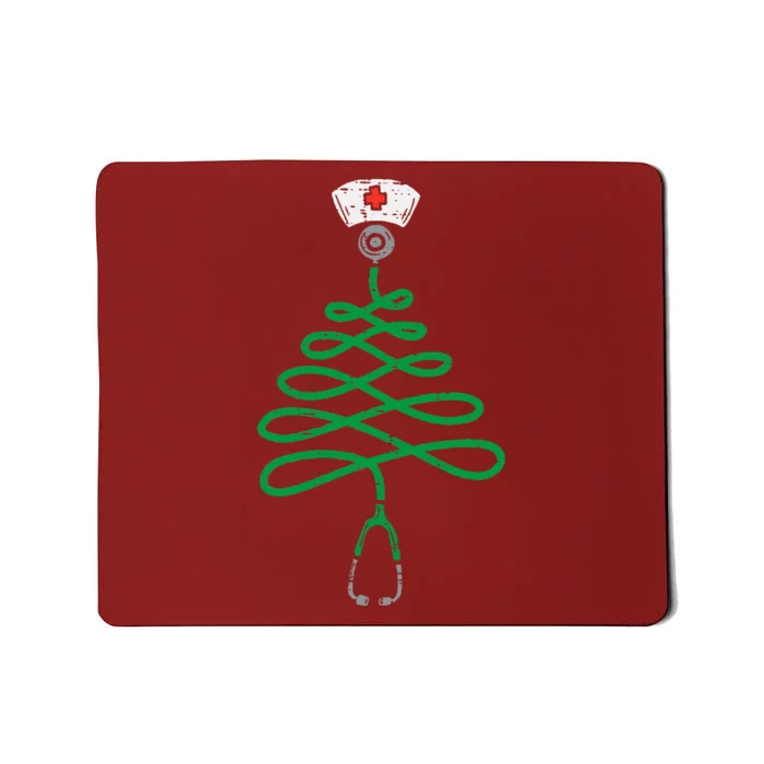 Stethoscope Christmas Tree Nurse Christmas Scrub Top Xmas Mousepad