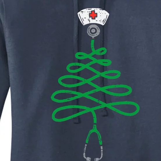 Stethoscope Christmas Tree Nurse Christmas Scrub Top Xmas Women's Pullover Hoodie