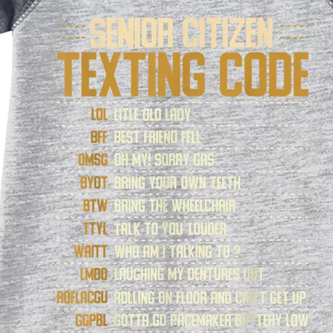 Senior Citizen Texting Code Cool Funny Old People Saying Infant Baby Jersey Bodysuit