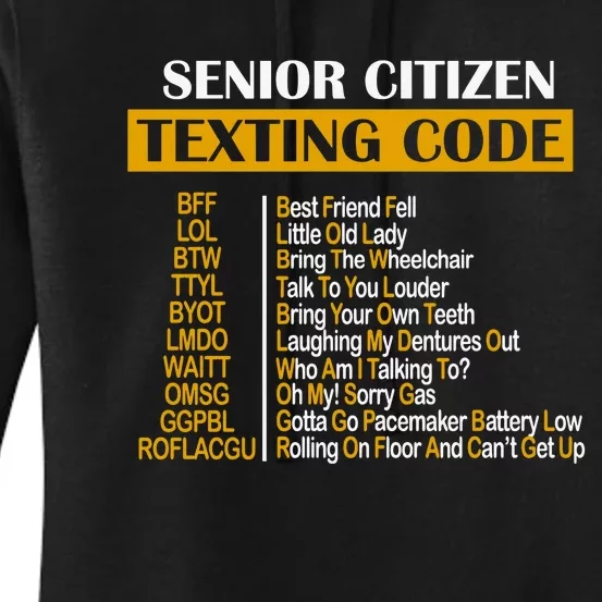 Senior Citizen Texting Code Retired Grandpa Women's Pullover Hoodie