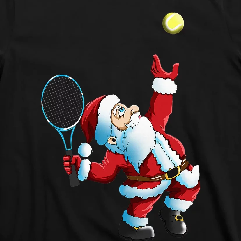 Santa Claus Tennis Game Festive Tennis Racket for Christmas T-Shirt