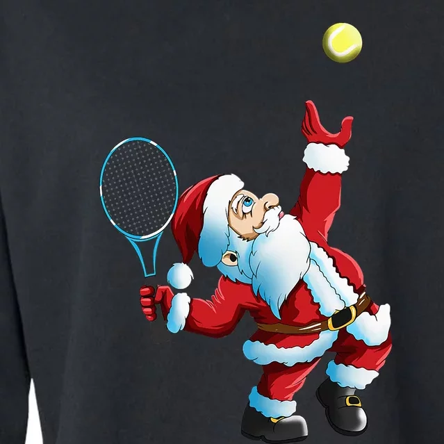 Santa Claus Tennis Game Festive Tennis Racket for Christmas Cropped Pullover Crew