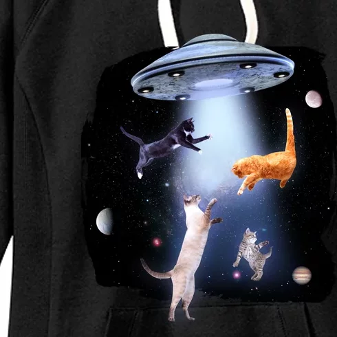 Space Cats UFO Women's Fleece Hoodie