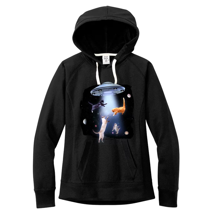 Space Cats UFO Women's Fleece Hoodie