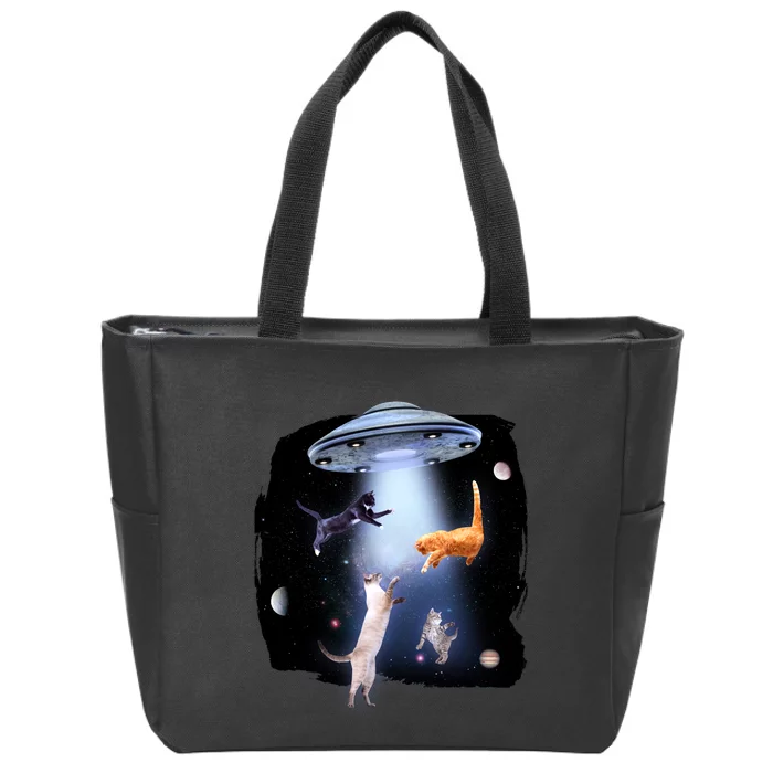 Space Cats UFO Zip Tote Bag