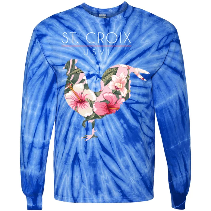 St Croix Usvi Flower Hibiscus Chicken Lover Souvenir Gift Tie-Dye Long Sleeve Shirt