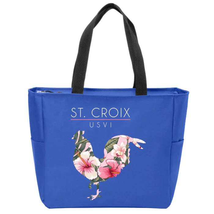 St Croix Usvi Flower Hibiscus Chicken Lover Souvenir Gift Zip Tote Bag