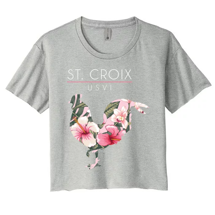 St Croix Usvi Flower Hibiscus Chicken Lover Souvenir Gift Women's Crop Top Tee