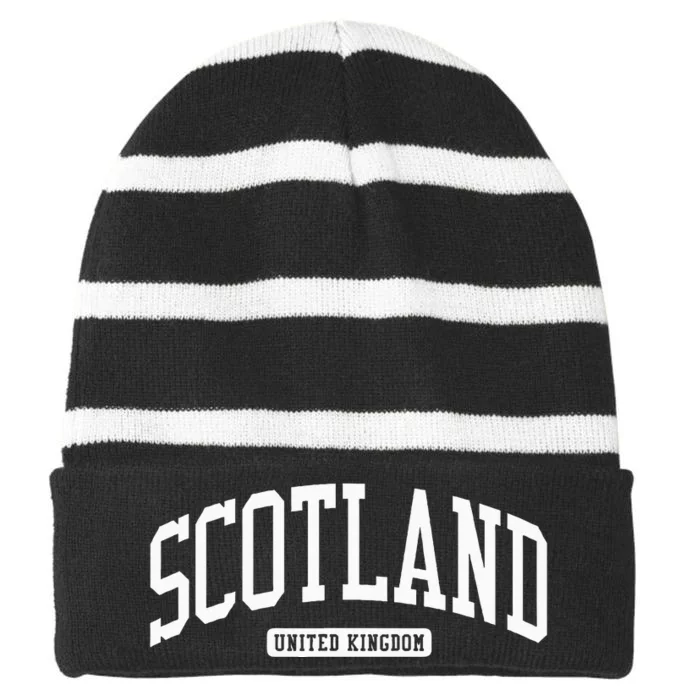 Scotland College University Style Striped Beanie with Solid Band