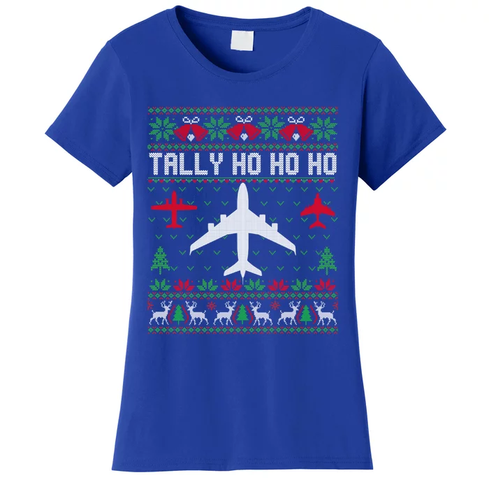 Spitfire Christmas Ugly Jumper Style Airplane Aircraft Plane Cute Gift Women's T-Shirt