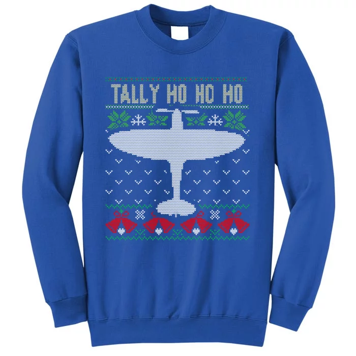 Spitfire Christmas Ugly Jumper Style Airplane Aircraft Plane Gift Tall Sweatshirt