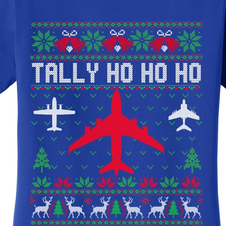 Spitfire Christmas Ugly Jumper Style Airplane Aircraft Plane Gift Women's T-Shirt