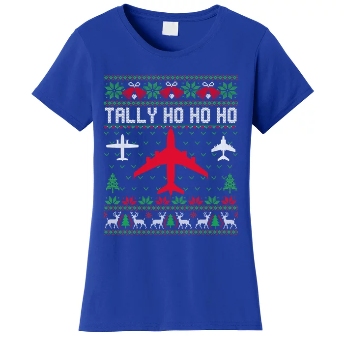 Spitfire Christmas Ugly Jumper Style Airplane Aircraft Plane Gift Women's T-Shirt