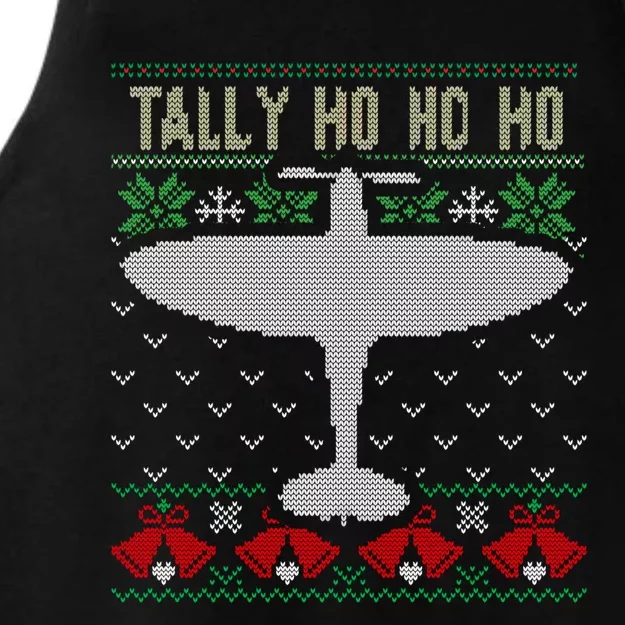 Spitfire Christmas Ugly Jumper Style Airplane Aircraft Plane Gift Ladies Tri-Blend Wicking Tank