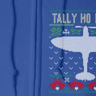 Spitfire Christmas Ugly Jumper Style Airplane Aircraft Plane Gift Full Zip Hoodie