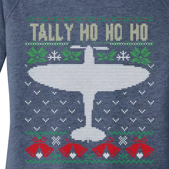 Spitfire Christmas Ugly Jumper Style Airplane Aircraft Plane Gift Women's Perfect Tri Tunic Long Sleeve Shirt