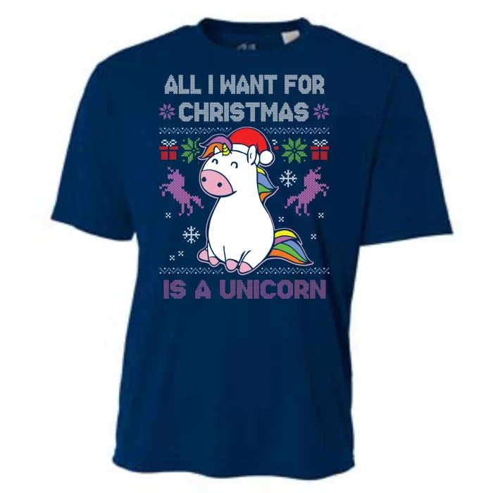 Santa Claus Unicorn Xmas Cooling Performance Crew T-Shirt