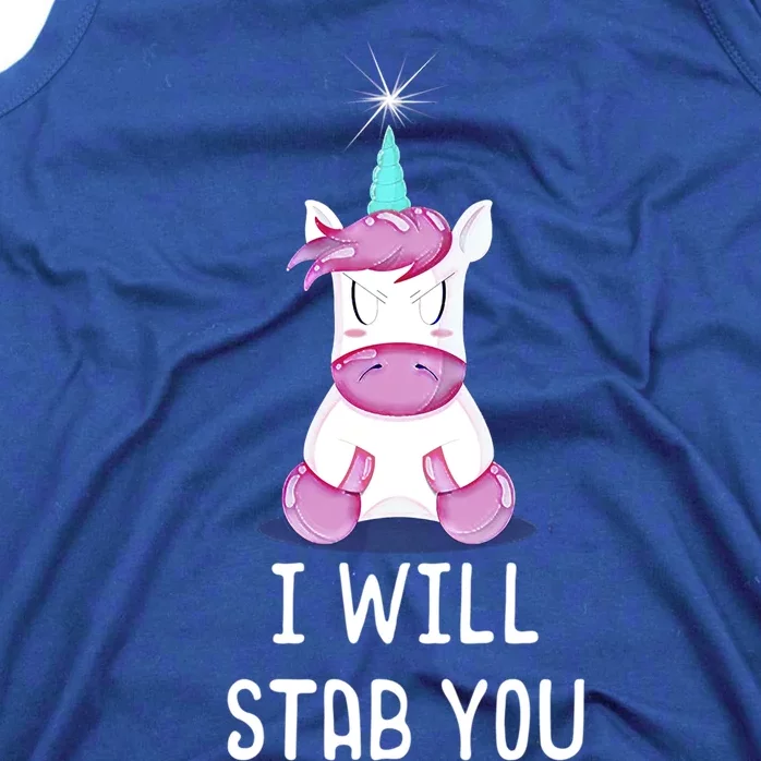 Stabby Cute Unicorn I Will Stab You Unicorn Lover Funny Gift Tank Top