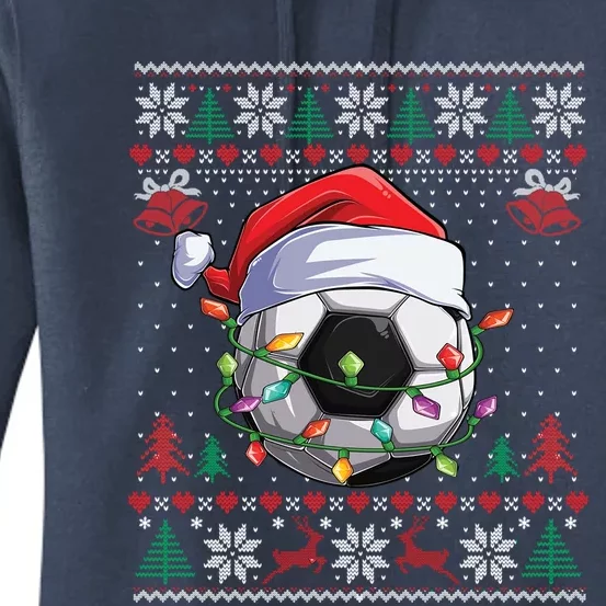 Soccer Christmas Ugly Sweater Funny Santa Sport Gift Women's Pullover Hoodie