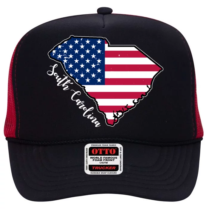 South Carolina United States Map T Shirt High Crown Mesh Trucker Hat