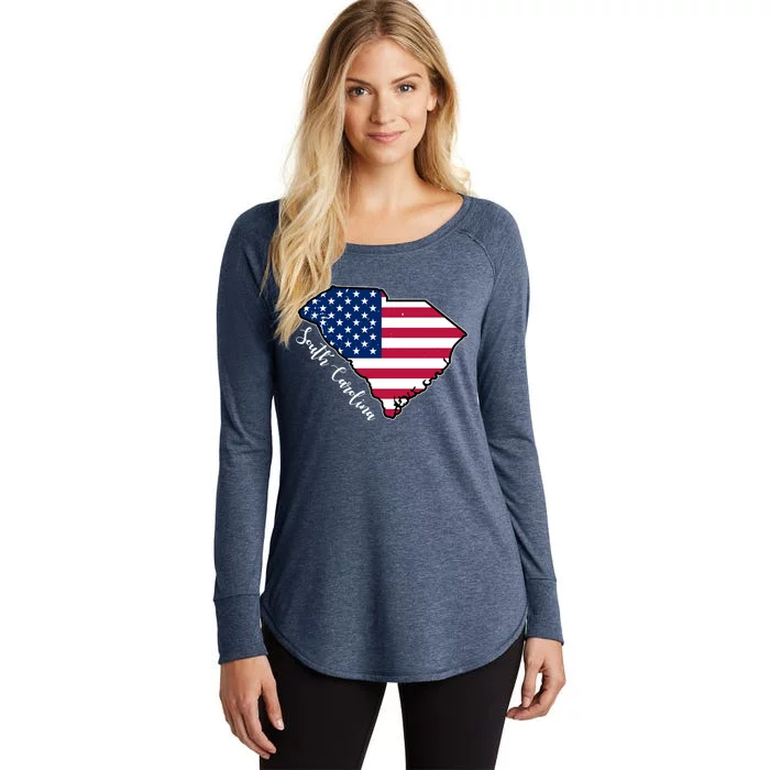 South Carolina United States Map T Shirt Women's Perfect Tri Tunic Long Sleeve Shirt