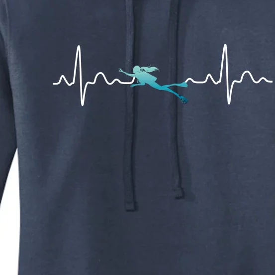 Scuba Diving Heartbeat Pulse Women's Pullover Hoodie