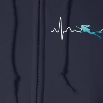 Scuba Diving Heartbeat Pulse Full Zip Hoodie