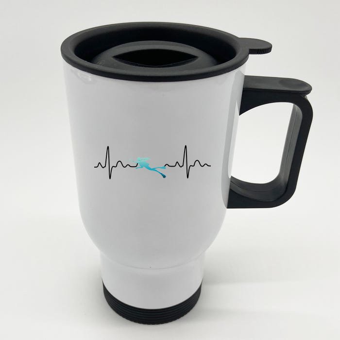 Scuba Diving Heartbeat Pulse Front & Back Stainless Steel Travel Mug